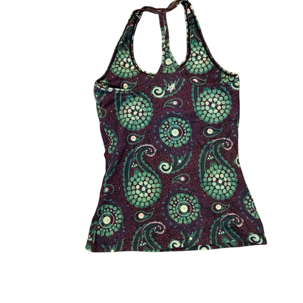 Purple Paisley Fitted Tank Top with Racerback Design
